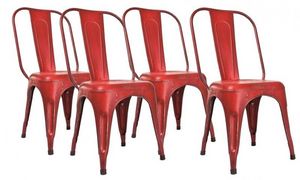 WHITE LABEL - lot de 4 chaises design aix rot en acier rouge - Chaise