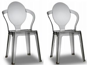 WHITE LABEL - lot de 2 chaises spot design fumée - Chaise