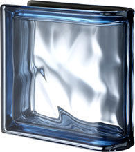 Seves Glassblock - peagsus metallizzato blu ter lineare o met - Brique De Verre Terminale Linéaire