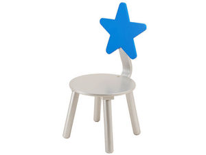 JIP - PAPIRNY VETRNI  A. S. - chaise enfant etoile en bois bleu et argent 60x29c - Chaise Enfant