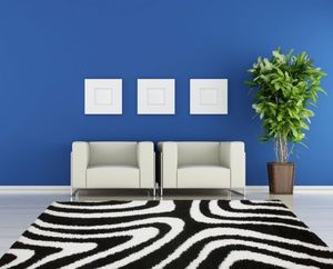NAZAR - tapis chillout 120x170 black-white - Tapis Contemporain