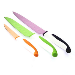 WHITE LABEL - ensemble de 3 couteaux lame anti-adhérente en inox - Couteau De Cuisine