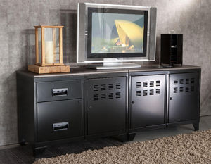 PIERRE HENRY - meuble tv en métal noir modulable 40x160x59,8cm - Meuble Tv Hi Fi