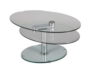 WHITE LABEL - table à plateaux pivotants splash en verre - Table Basse Ronde