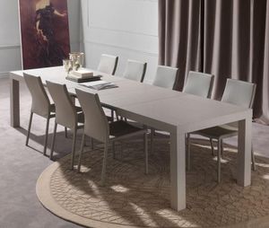 WHITE LABEL - table repas extensible fusion taupe clair - Table De Repas Rectangulaire