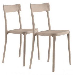 WHITE LABEL - lot de 2 chaises corsocomo empilables sables - Chaise