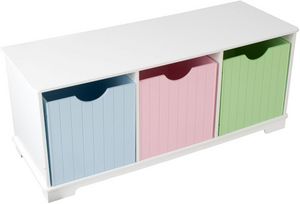 KidKraft - banc de rangement en bois avec tiroirs pastels 99x - Meuble De Rangement Bas Enfant