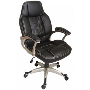 WHITE LABEL - fauteuil de bureau cuir noir classique - Fauteuil De Bureau