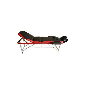 WHITE LABEL - table de massage bicolore noir/rouge aluminium 3 zones - Table De Massage