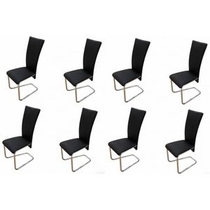 WHITE LABEL - 8 chaises de salle a manger noires - Chaise