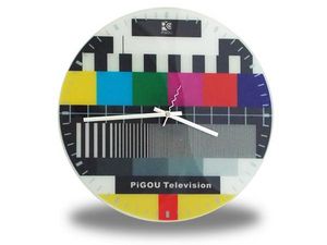 WHITE LABEL - horloge murale à thème mire télévision deco maison - Horloge Murale