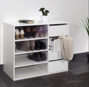 WHITE LABEL - meuble à chaussures mirage 4 tiroirs blanc - Meuble À Chaussures