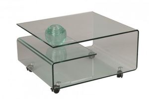 WHITE LABEL - table basse cristallin en verre - Table Basse Carrée