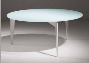 WHITE LABEL - table basse miky design ronde en verre blanc - Table Basse Ronde