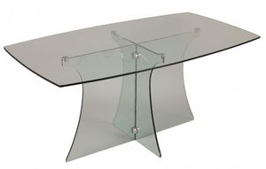 WHITE LABEL - table repas zircon en verre - Table De Repas Rectangulaire