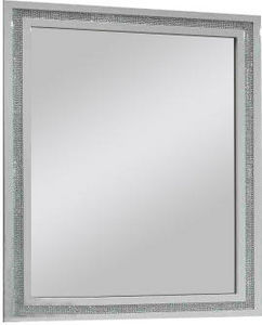 WHITE LABEL - miroir blanc ultra design avec strass ultra brilla - Miroir