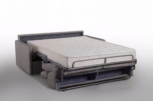 WHITE LABEL - canapé lit montmartre en microfibre taupe converti - Canapé Lit