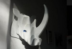 CURIOSITÉ & BOIS - rhinocéros - Sculpture Animalière