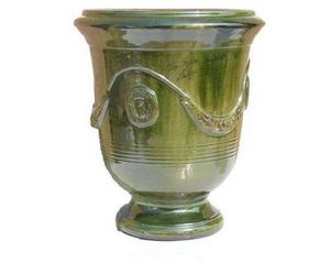 POTERIE TERRE FIGUIERE - émaillé vert - Vase D'anduze