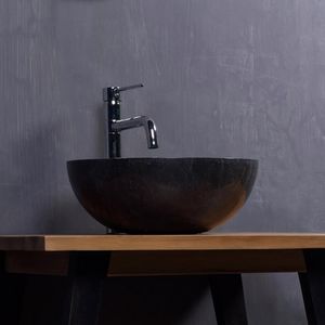 BOIS DESSUS BOIS DESSOUS - vasque en marbre noir - Miroir De Salle De Bains