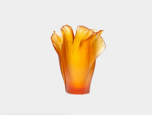 Daum - ambre ginkgo - Vase Décoratif