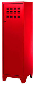 PHSA - armoire 1 porte en métal rouge 40x40x134cm - Armoire Dressing