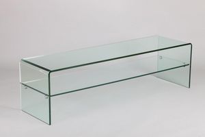 WHITE LABEL - meuble tv design agate en verre - Meuble Tv Hi Fi