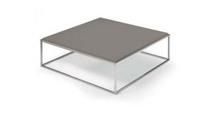 WHITE LABEL - table basse carré mimi design taupe - Table Basse Carrée