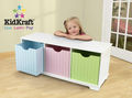 Meuble de rangement bas enfant-KidKraft-Banc de rangement en bois avec tiroirs pastels 99x