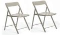 Chaise pliante-WHITE LABEL-Lot de 2 chaises pliantes KULLY gris taupe