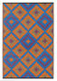 Tapis contemporain-FABHABITAT-Tapis intérieur extérieur Saman orange et bleu Gra