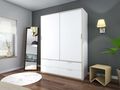Armoire-dressing-LYNCO-Armoire portes battantes et tiroirs blanche décor 