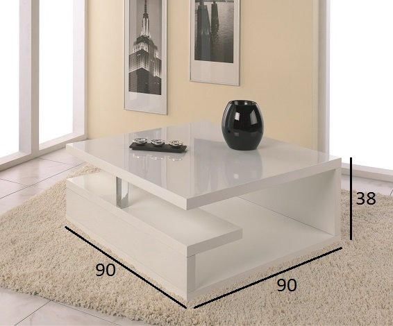 WHITE LABEL - Table basse carrée-WHITE LABEL-Table basse VALENTINE laquée blanc brillant avec r
