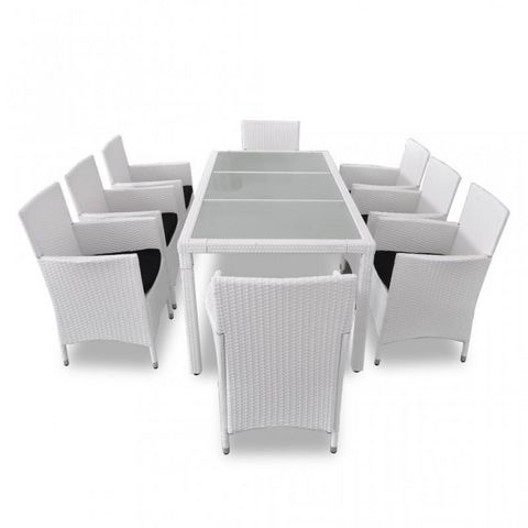 WHITE LABEL - Salle à manger de jardin-WHITE LABEL-Salon de jardin avec table + 8 chaises
