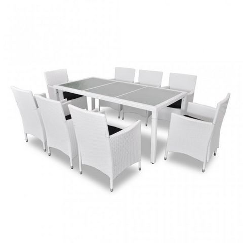 WHITE LABEL - Salle à manger de jardin-WHITE LABEL-Salon de jardin avec table + 8 chaises