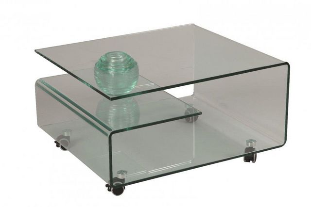 WHITE LABEL - Table basse carrée-WHITE LABEL-Table basse CRISTALLIN en verre