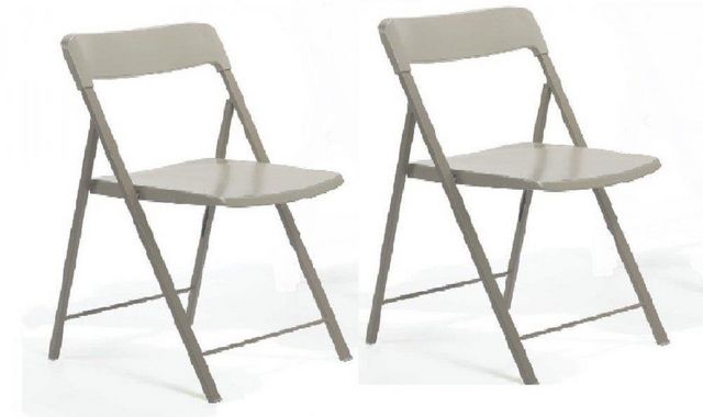 WHITE LABEL - Chaise pliante-WHITE LABEL-Lot de 2 chaises pliantes KULLY gris taupe