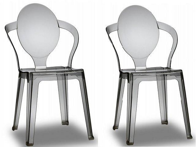 WHITE LABEL - Chaise-WHITE LABEL-Lot de 2 chaises SPOT design fumée