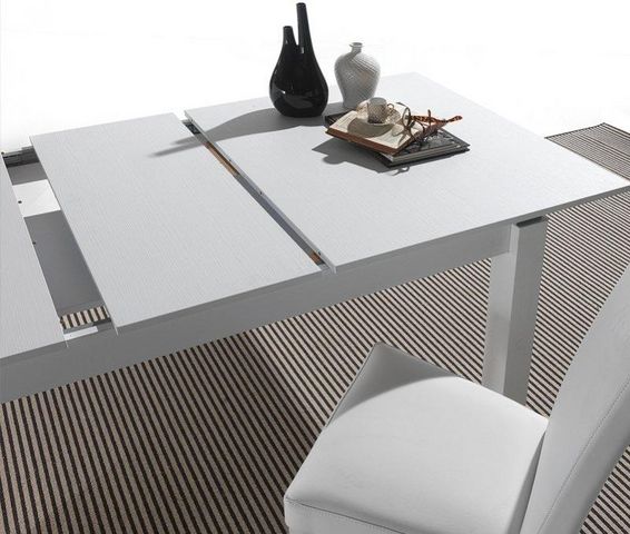 WHITE LABEL - Table de repas rectangulaire-WHITE LABEL-Table repas extensible RIALTO blanche