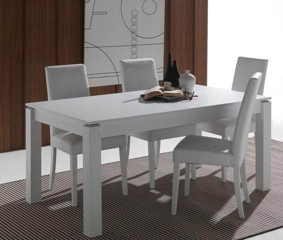 WHITE LABEL - Table de repas rectangulaire-WHITE LABEL-Table repas extensible RIALTO blanche