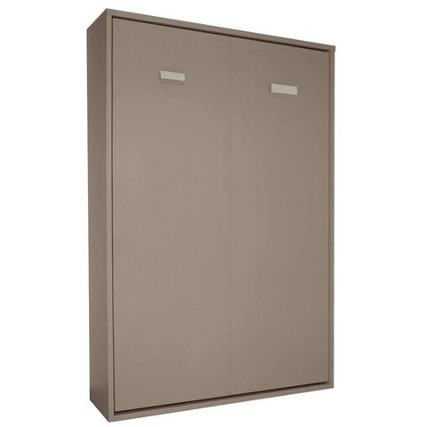 WHITE LABEL - Armoire-lit-WHITE LABEL-Armoire lit escamotable SMART taupe mat couchage 1
