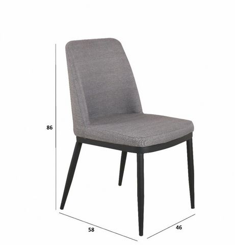 WHITE LABEL - Chaise-WHITE LABEL-Lot de 6 chaises LINKS design tissu gris clair