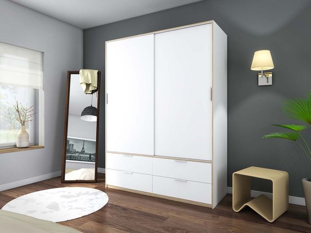 LYNCO - Armoire-dressing-LYNCO-Armoire portes battantes et tiroirs blanche décor 
