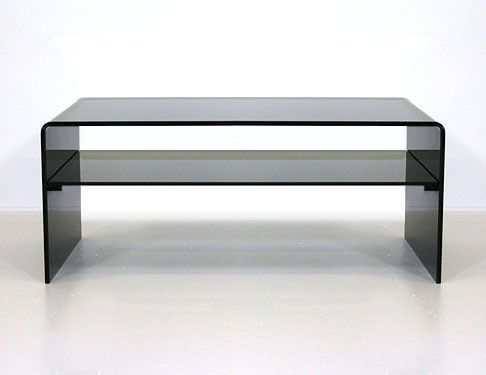 Abode Interiors - Table basse avec plateau-Abode Interiors-Black Glass Coffee Table with Shelf