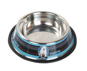 LES AVENTURES DE TINTIN - gamelle bleue les aventures de tintin en métal et  - Pet Dish