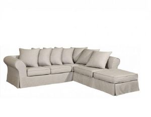 Home Spirit - canapé d'angle fixe harry tissu tweed écru - Adjustable Sofa