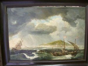 LA CONGREGA ANTICHITA' - tableau:dipinto olio su tela raf. marina - Naval Painting