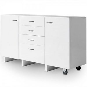 WHITE LABEL - commode 4 tiroirs + 2 portes mallow - Chest Of Drawers