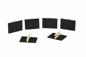 WHITE LABEL - lot de 6 marques plat en ardoise rectangle avec pi - Table Place Card