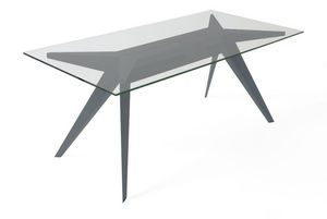 MARCEL BY - table stern 220 by stephan lanez en verre et alumi - Rectangular Dining Table